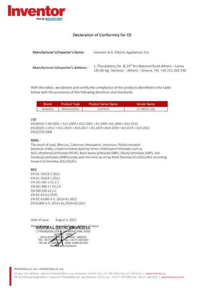 CE შესაბამისობის დეკლარაცია